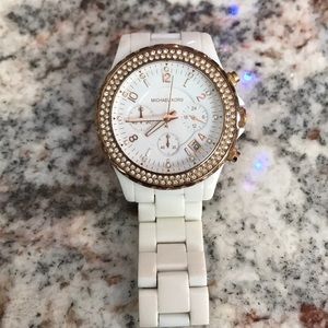 White and rose gold Michael Kors watch